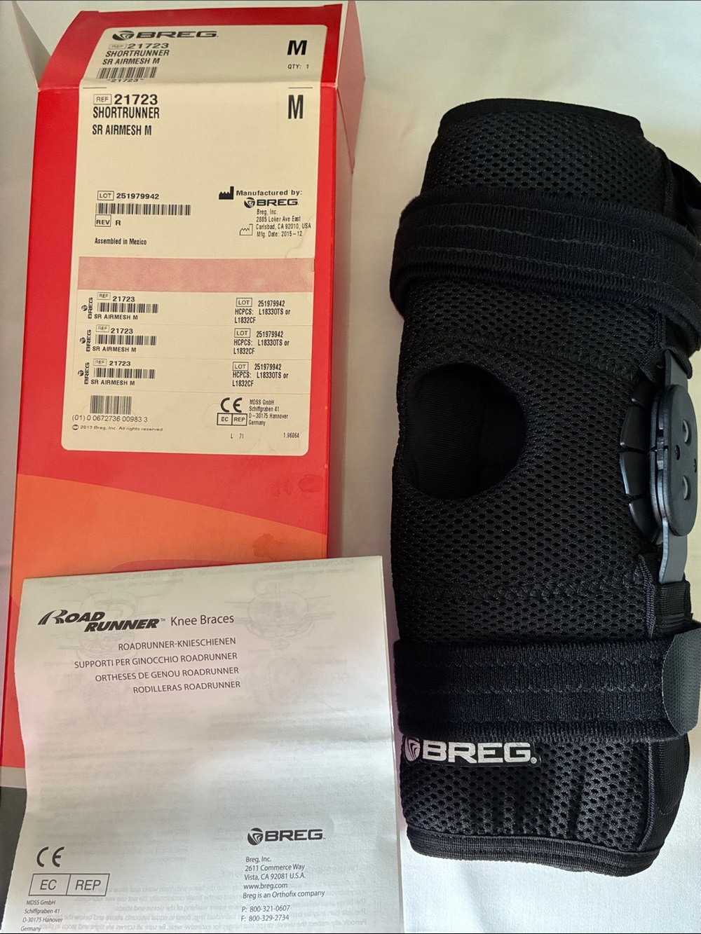Breg RoadRunner Black Knee Brace (ShortRunner) - Support Stabilizer size M